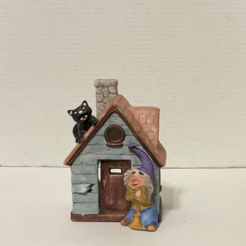 Witch and Cat House Figurine